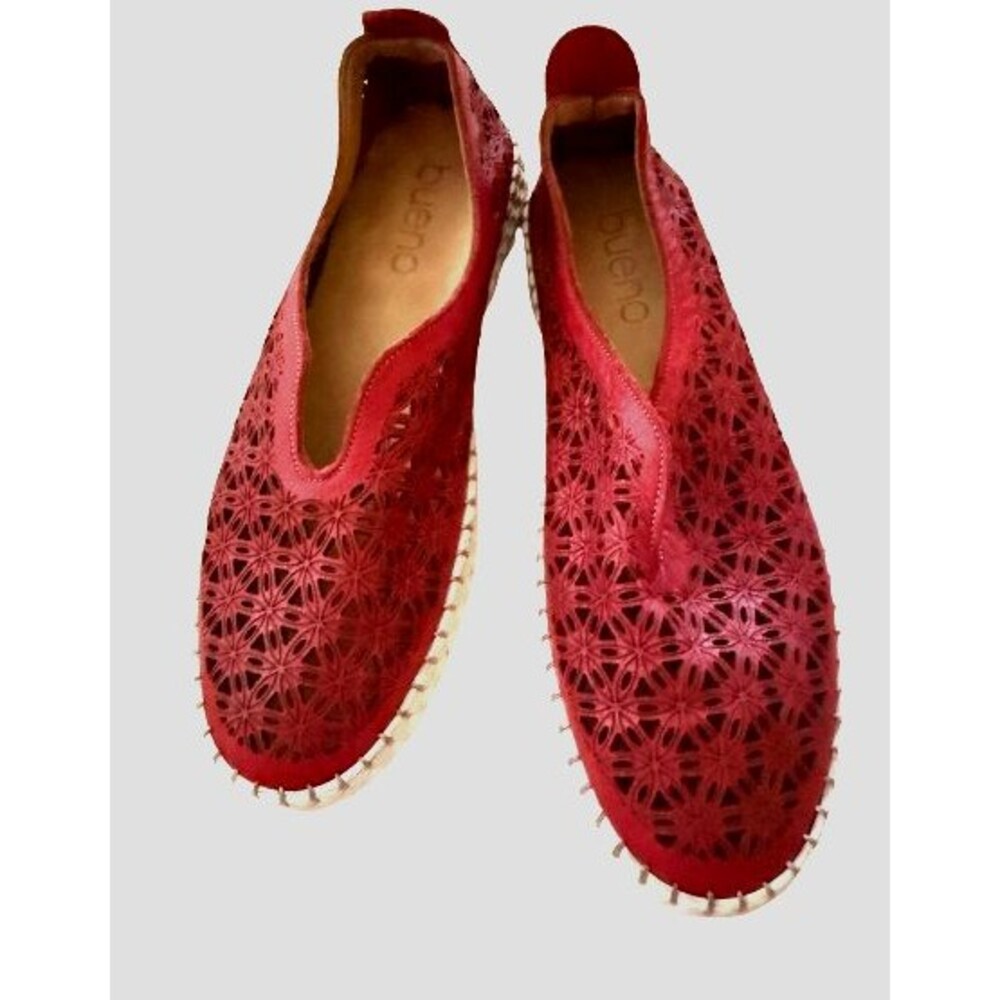 NWOT Bueno Women's Red Leather Daisy Sneaker Slip On Shoes Size EU 40 US 9.5 M